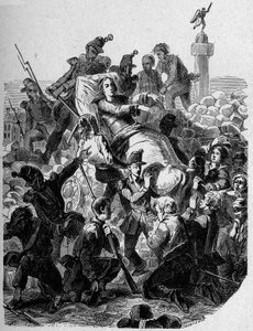 Rewolucja 1848: „” Arcybiskup Denis Affre (1793-1848) rani i nosi na noszach w 1848”. autorstwa Unknown artist