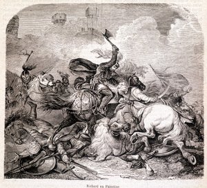 Ryszarda w Palestynie. Ilustracja w „Historii papieży, królów, królowych, cesarzy przez wieki” Maurice Lachatre 1857 autorstwa Unknown artist