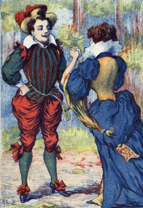 Riquet a la Houppe staje się przystojnym dżentelmenem. Anonimowa ilustracja do „Riquet a la houppe”, opowiadania Charlesa Perraulta (1628-1703), francuskiego pisarza. Zdjęcia Marcel Vagne, Jarville Nancy, bez daty (koniec XIX wieku). autorstwa Unknown artist