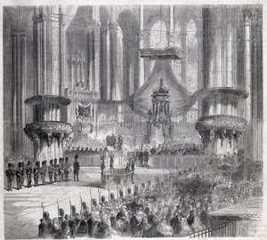 Risorgimento - Obchody Te Deum w katedrze w Mediolanie w obecności królów Włoch i Francji autorstwa Unknown artist