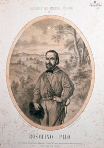 Risorgimento: "" Portret włoskiego patrioty Rosolino Pilo (1820-1860) "" autorstwa Unknown artist