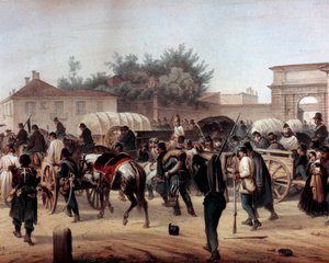 Risorgimento: The Five Days of Milan (Cinque giornate di Milano) (18-22 marca 1848): to jeden z pierwszych epizodów rewolucji 1848 (część pierwszej włoskiej wojny o niepodległość), w której powstali mediolańczycy powstańczy ludność przeciwko autorstwa Unknown artist