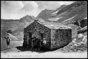 Droga do portu Gavarnie: schron (schronisko górskie) - pocztówka, koniec XIX wieku. autorstwa Unknown artist