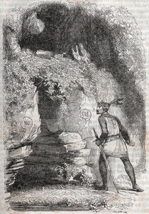 Roland odnajduje figury Medora (Medoro) i Angelique (Angelica) - rycina z 1851 r. z „Wściekły Rolanda” (Orlando furioso) (XVI w.) Ludovico Ariosto, znanego jako Ariosta - wydanie przetłumaczone z języka włoskiego przez hrabiego Tressan i publics autorstwa Unknown artist