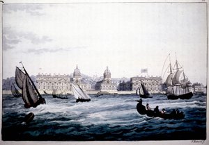 Szpital Królewski w Greenwich nad Tamizą w Anglii. autorstwa Unknown artist