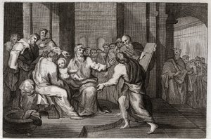 Biblia Royaumont, Nowy Testament: Obrzezanie Jezusa Chrystusa. Ilustracja z 1811 roku. autorstwa Unknown artist