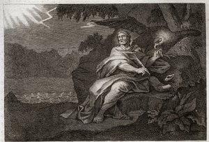 Biblia Royaumont, Nowy Testament: Ewangelista św. Jan z orłem. Ilustracja z 1811 roku. autorstwa Unknown artist