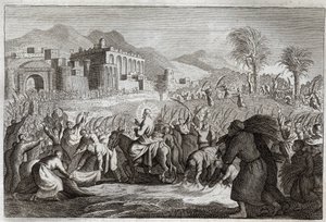 Biblia Royaumont, Nowy Testament: Triumf Jezusa Chrystusa. Wejście Jezusa do Jerozolimy. Ilustracja z 1811 roku. autorstwa Unknown artist