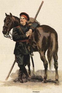 Kostium rosyjskiego kozaka. Grawerowanie z XIX wieku. Kolekcja Bianchetti. autorstwa Unknown artist