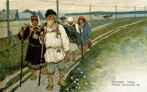 Rosyjscy podróżnicy pieszo w XIX wieku. autorstwa Unknown artist