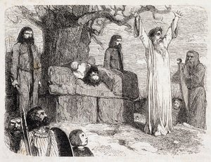 Ofiara ludzka przez druidów – w „Antycznej i współczesnej Bretanii” Pitre-Chevaliera (Pitre Chevalier), pod redakcją W. Coqueberta autorstwa Unknown artist