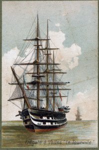 Żaglowa fregata „Le tourville”” w 1787 r. Chromolitografia z XIX wieku. autorstwa Unknown artist
