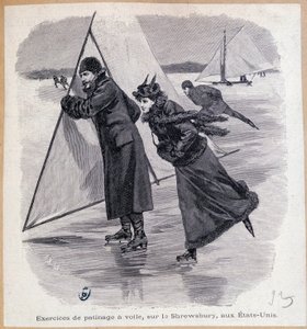 Ćwiczenia żeglarskie, na Shrewsbury, USA, ok. 1890 r. - rycina, koniec XIX w. autorstwa Unknown artist