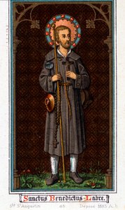 Św. Benedykt z Nursji (urodzony w Norcia (Norcia) w Umbrii około 480 - 527 jako pielgrzym. Chromolitografia z 1885 roku. autorstwa Unknown artist