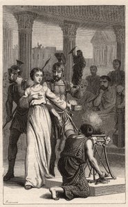 Św. Blandina - Św. Blandyna (męczennik 177) odmawia składania ofiar bożkom - grawerowanie w „Wielkich kobietach Francji” Oscara Havarda - 1886 autorstwa Unknown artist
