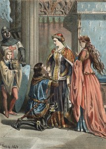 Św. Ludwik (1214-1270), król Francji, i jego matka Blanche de Castille (1188-1252). grawerunek z 1881 roku w „Kultze piękna” autorstwa Juan Justo Huguet, redaktorzy Molinas Hermanos autorstwa Unknown artist
