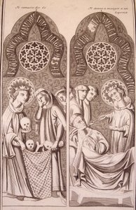 Saint Louis zbiera kości i daje trędowatym jedzenie autorstwa Unknown artist