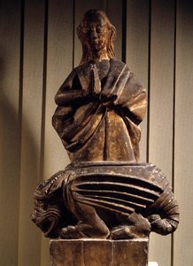 Święta Małgorzata zwyciężyła z demonem Rzeźba na kamieniu z XV wieku. Compiegne Musee Vivenel autorstwa Unknown artist