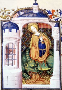 Św. Marta i potwór Tarasque. Rękopis z XV wieku. autorstwa Unknown artist