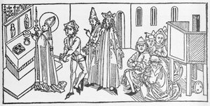 św. Mateusza. Grawer z „Żywotów świętych - część letnia” (Księga świętego) Jakuba (Jakuba) z Voragine (1228-1298). Lubeka 1488. autorstwa Unknown artist