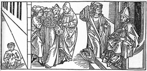 Św. Seweryna. Grawer z „Żywotów świętych - część letnia” (Księga świętego) Jakuba (Jakuba) z Voragine (1228-1298). Lubeka 1488. autorstwa Unknown artist