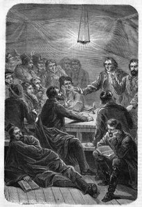 Sprzedaż (zjazd) Carbonari. (Charbonnerie lub Carboneria, początek XIX wieku). Rycina z 1864 roku. autorstwa Unknown artist