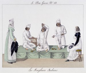 Saltimbanks: żonglerzy indyjscy, połykanie noża – w „Dobrym życzliwości”, deb. 19 wiek autorstwa Unknown artist