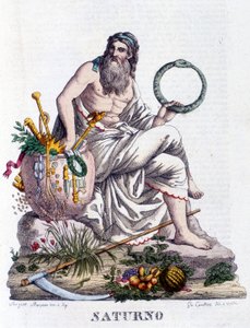 Saturn. Po łacinie Saturnus (odpowiada greckiemu bogowi Cronos). autorstwa Unknown artist