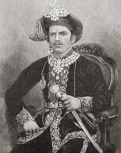Sayajirao Gaekwad III, lat 17, maharadża stanu Baroda, Indie (rycina) autorstwa Unknown artist
