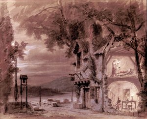 Scenografia Philippe Chaperona do opery „Rigoletto” włoskiego kompozytora Giuseppe Verdiego (1813-1901) do występu w Operze Paryskiej autorstwa Unknown artist