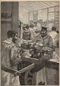 Sequim: produkcja rur z cekinami morskimi. Grawer z 1885 roku w „Les arts et metiers illustres” Adolphe BITARD. autorstwa Unknown artist