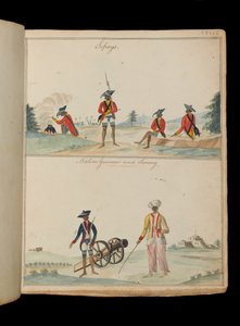 Sepoys, miejscowy kanonier i serang (bosman) autorstwa Unknown artist