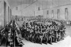 Wstrząsająca procesja religijna (taniec) w Nowym Jorku. Ilustracja XIX wieku. autorstwa Unknown artist