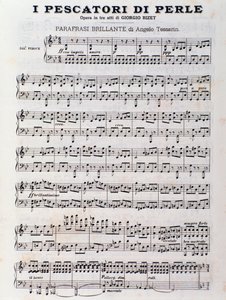 Strona z nutami do Poławiacze pereł, opera Georgesa Bizeta autorstwa Unknown artist