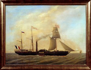 Statek z ostrzami na rzece Tag Obraz Anonimowy. Marsylskie Muzeum Marynarki z XIX wieku autorstwa Unknown artist
