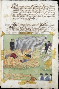 Sorcieres – spalenie trzech wiedźm w Baden 4 listopada autorstwa Unknown artist