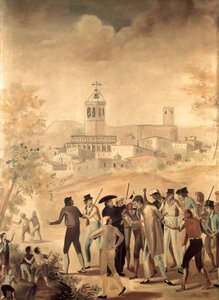 Hiszpańska wojna o niepodległość (1808-1814): aresztowanie obywatela francuskiego blisko Manresy, obraz Anonimowy. autorstwa Unknown artist