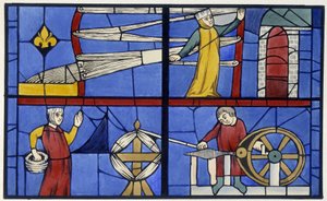 Warsztat przędzalniczy. Porównanie witrażu z Cathedrale d