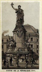 Statua Republiki, Place de la Republique w Paryżu. Chromolitografia z końca XIX wieku. autorstwa Unknown artist