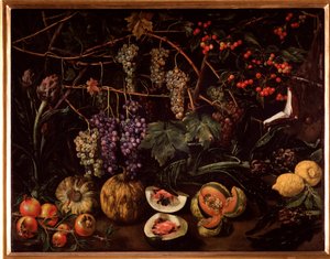 Martwa natura z winogronami i kabaczkami (malarstwo) autorstwa Unknown artist