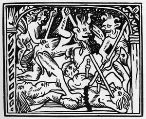 Na! na! Diabły! sus demony! w „”Wielkim kalendarzu i kompoście pasterzy””, Lyon autorstwa Unknown artist