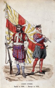 Gwardia Szwajcarska: Fizylier w 1660 i Ensign w 1616. autorstwa Unknown artist