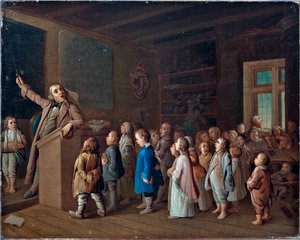 Nauczanie w wiejskiej szkole, Anonim. Olej na płótnie, I poł. XIX w., Państwowe Muzeum Historii Religii, Sankt Petersburg autorstwa Unknown artist