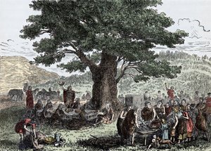Krzyżacy cieszący się świętami - rycina z końca XIX wieku autorstwa Unknown artist
