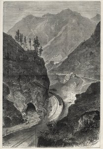 Kolej Brenner (Brennero) do Tyrolu (Tirolo - Tirol) - Grawerowanie 1867 - autorstwa Unknown artist