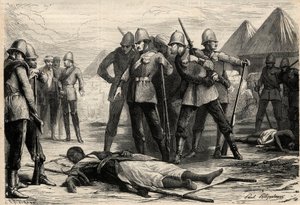 Cesarz (negus) Etiopii Theodoros II (Tewodros) zmarł 13 kwietnia 1868 r. po zdobyciu Magdali przez Anglików, dokąd negus się wycofał. Grawer w „”L