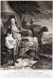 Generał Waszyngton (1732 - 1799), ryty według oryginalnego obrazu należącego do markiza de la Fayette. autorstwa Unknown artist