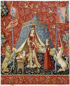 Dama z Jednorożcem. Reprodukcja gobelinu z 1500 roku - faksymile autorstwa Unknown artist