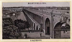 Montpellier Acqueduc (Herault, region Langwedocja-Roussillon). Chromolitografia z końca XIX wieku. autorstwa Unknown artist