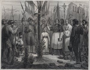 Plantacja drzewa wolności podczas rewolucji (słup wolności) - Plantacja drzewa wolności (topola) we Francji podczas rewolucji francuskiej - rycina w „Les Fastes Populaires, ou Histoire des act heroiques du peuple et de son influence autorstwa Unknown artist